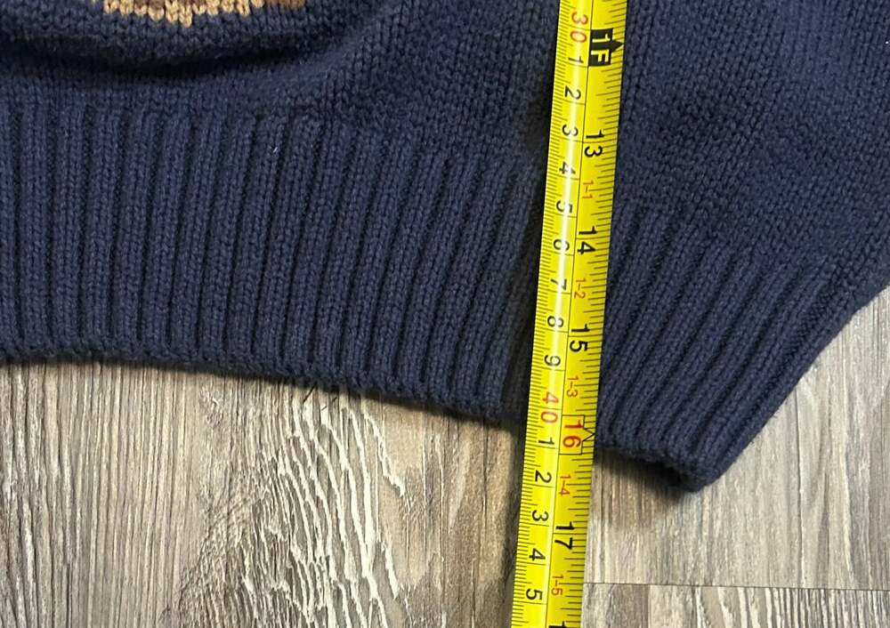 Grayson Threads Navy Blue Teddy Bear American Flag Cropped Sweater - Picture 4 of 5